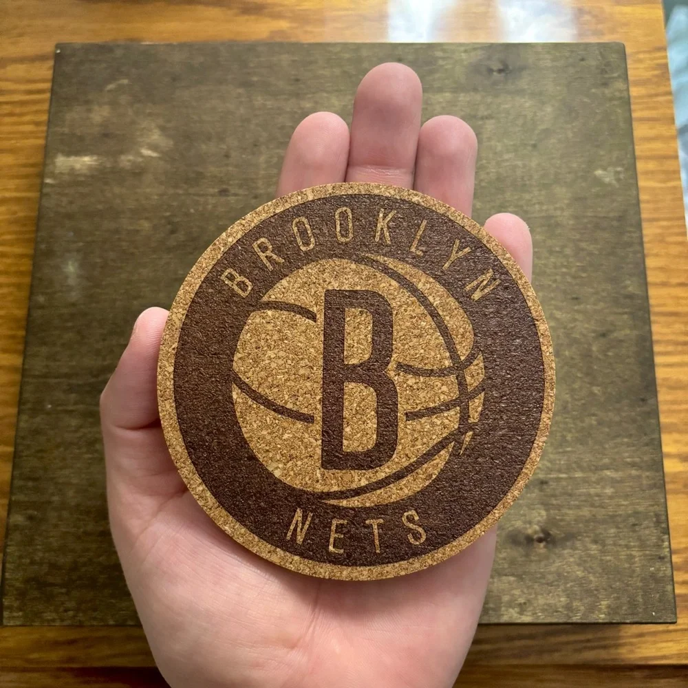 Brooklyn Nets Laser Engraved Cork Coaster